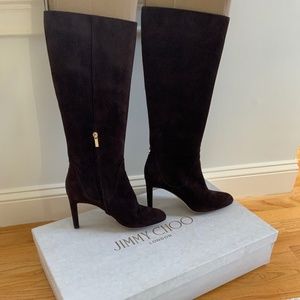 Jimmy Choo Dark Chocolate Suede Knee High Boots